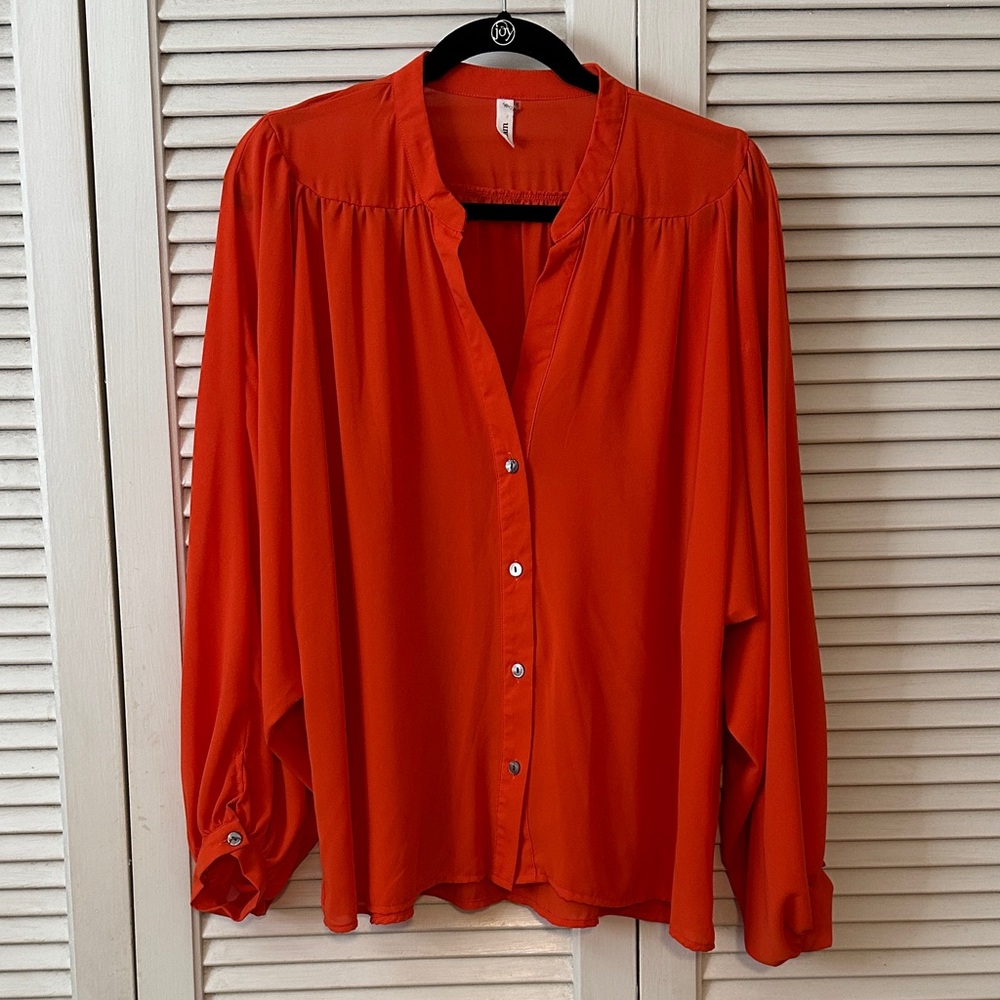 Glam Bright Orange Button-Down Shirt